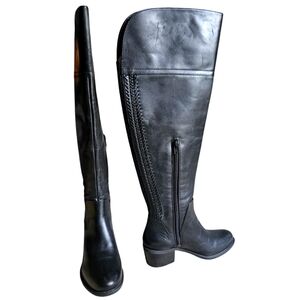 New Vince Camuto Bendra Riding Over The Knee Tall Boot Black Genuine Leather 5.5